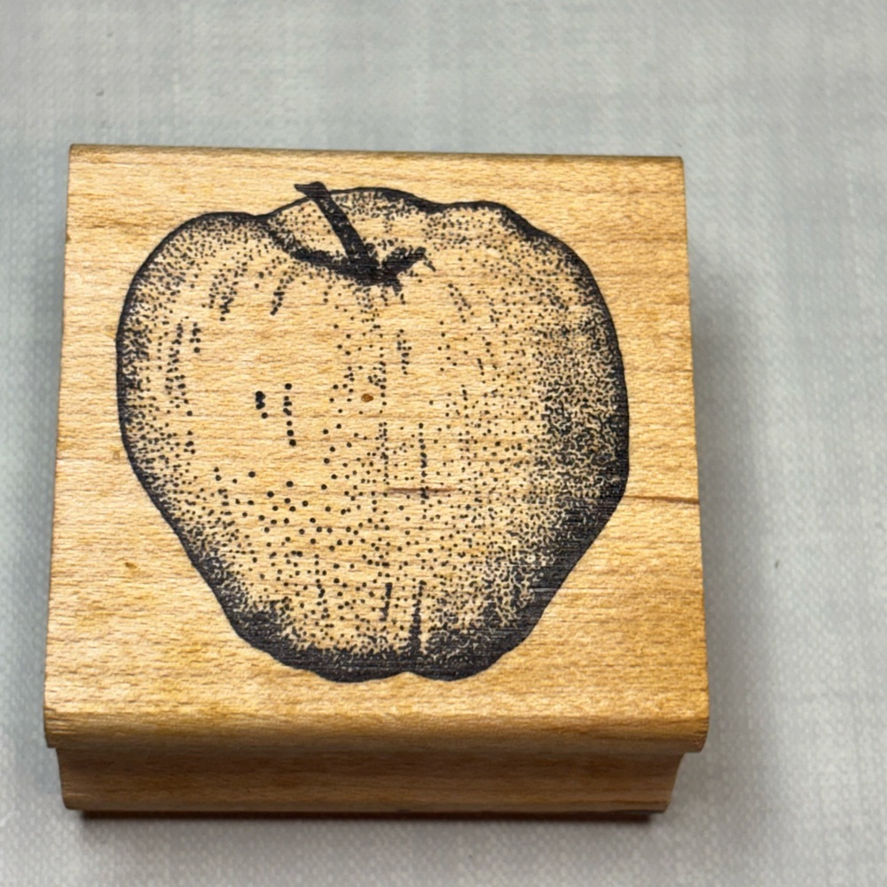 Wooden Stamp with Apple Design